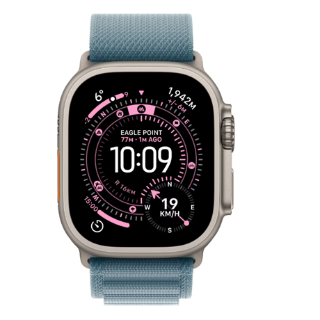 Apple Watch Ultra 3 GPS + Cellular 49mm Natural Titanium Case with Light Blue Alpine Loop - Small