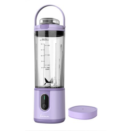 Blender portabil Fram FBP-P74PP, Acumulator 7.4 V, Autonomie 10-15 min, Recipent 400 Ml, Lame inox, Iluminare LED, Mov