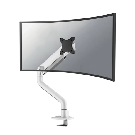 Brat monitor Neomounts DS70S-950WH1; pentru display-uri cu diagonale 17"-49", sistem de prindere VESA 75x75~100x100, greutate maxima  suportata 18kg, full motion, tilt 90°, swivel 90°, rotate 180°, distanta fata de perete 119-656mm; gas spring; culoare alb. Garantie 5 ani