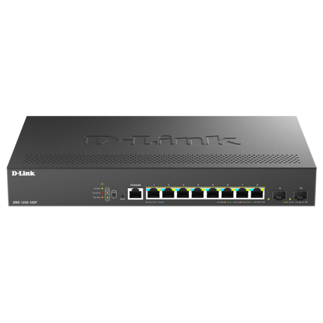 Switch D-Link DMS-1250-10SP , 8 porturi Gigabit, 2 porturi SFP+, Protocol 802.1D STP 802.1s MSTP 802.1w RSTP, rackabil