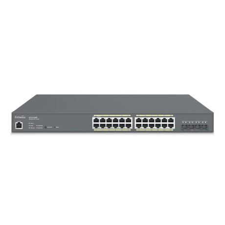 EnGenius Managed / stand-alone 19i 24xGbE + 4x10Gb SFP+, L2+, 240W Cloud Switch (PoE+) with 4x SFP+, 24-Port GbE PoE.af/at(+) 240W 4x10Gb SFP+ L2+ 19i Cloud Management Switch