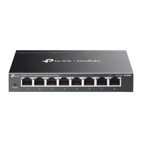 Omada 8-Port Gigabit Easy Managed Switch PORT: 8× Gigabit RJ45 Ports SPEC: Desktop Steel Case and Fanless FEATURE: Integration with Omada SDN Controller and Omada Cloud Essentials, Flow Control, Loopback Detection, Port Isolation, Port Mirroring, LAG, VLAN, IGMP Snooping, QoS, Storm Control