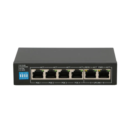 Extralink EUROS V2  PoE Switch  4x 100Mb/s PoE/PoE+ 2x RJ45 Uplink 100Mb/s 60W
