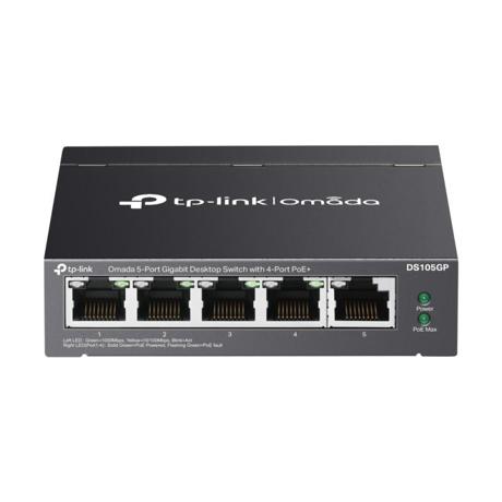 Omada 5-Port Gigabit Desktop Switch with  4-Port PoE+ PORT: 4× Gigabit PoE+ Ports, 1× Gigabit Non-PoE Port SPEC: 802.3af/at, 65 W PoE Power, Desktop Steel Case FEATURE: Plug and Play