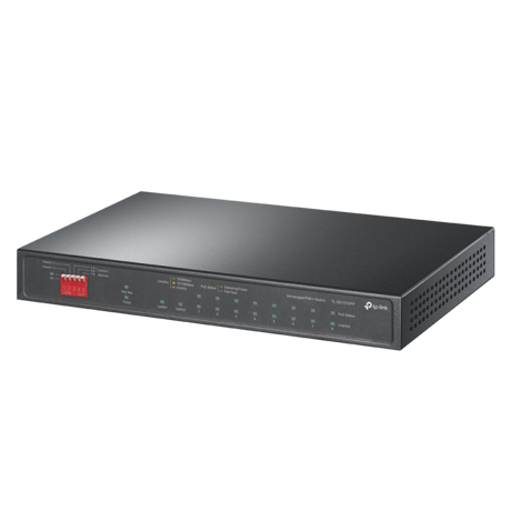 Switch Desktop 10-Port Gigabit with 6-Port PoE+ and 2-Port PoE++ PORT: 2× Gigabit PoE++ Ports, 6× Gigabit PoE+ Ports, 2x Gigabit Non-PoE Ports, 1× Combo Gigabit SFP Slot SPEC: 802.3af/at/bt type3, 123 W PoE Power,  Desktop Steel Case FEATURE: Extend Mode for 250m PoE Transmitting for Port1-4