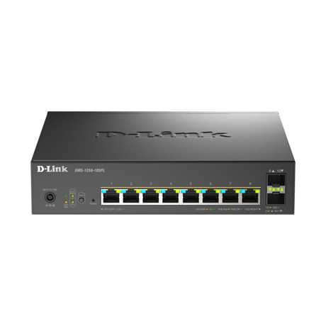 Switch D-Link DMS-1250-10SPL, 8 porturi Gigabit, 2 porturi SFP+, Protocol 802.3bt+802.3af/at, rackabil