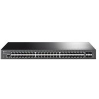 TP-LINK TL-SG3452X Switch JetStream cu management | 48× Porturi Gigabit L2+ și 4× Sloturi 10GE SFP+, Interfață: 48× Poturi RJ45 10/100/1000 Mbps, 4× Sloturi 10G SFP+, 1× Port RJ45 pe console, 1× Port Micro-USB pe console, Fără ventilatoare, Montare în rack, dimensiuni: 440 × 220 × 44 mm, Latime de