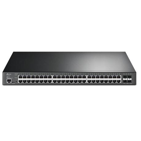 TP-LINK TL-SG3452XP Switch JetStream cu management | 4× Porturi 10GE SFP+ și 48× Porturi Gigabit, POE, Interfață: 48× Poturi RJ45 10/100/1000 Mbps PoE,  4× Porturi 10G SFP+, 1× Port RJ45 pe console, 1× Port Micro- USB pe console, 3 ventilatoare, Dimensiune: 440 × 300 × 44 mm, Montare în rack