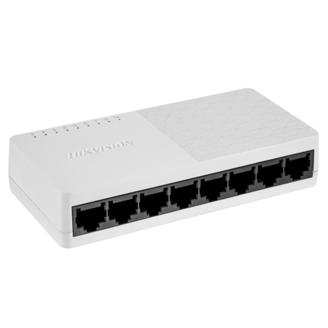 Switch 8 porturi Gigabit Hikvision DS-3E0508D-O, Unmanaged, 8 Gigabit RJ45 ports, Plug & play, Support ADI/ADIX, Standard: IEEE 802.3, IEEE 802.3u, IEEE 802.3x, IEEE 802.3ab; desktop plastic switch, dimensiuni: 124.00 mm × 25.00 mm × 61.00 mm, greutate: 0.093 kg