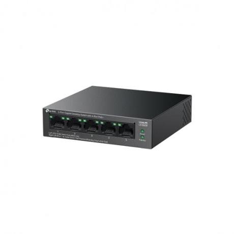 LS105GP "5-Port Gigabit Desktop Switch with  4-Port PoE+ PORT: 4× Gigabit PoE+ Ports, 1× Gigabit Non-PoE Port SPEC: 802.3af/at, 65 W PoE Power, Desktop Steel Case FEATURE: Extend Mode for 250m PoE Transmitting, PoE Auto Recovery, Plug and Play"