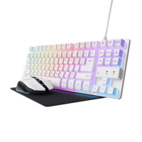 Kit Trust GXT 794W 3-in-1, kitul include: tastatura gaming, mouse cu fir gaming, mousepad, cablu USB-A la USB-C de 1m, USB micro receiver.
