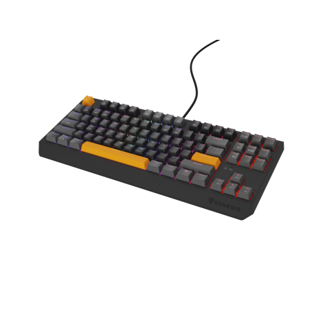 Tastatura gaming mecanica cu fir Genesis Thor 230 TKL, iluminare RGB, switch Linear, switch model Outemu Red, numar taste 87, 11 butoane multimedia, lungime cablu 1.6m, dimensiuni 363 x 155 x 39 mm, gri