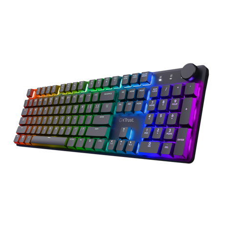 Tastatura gaming mecanica Trust GXT 868 Torix Premium wireless, 104 taste, 12 taste multimedia programabile, negru