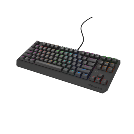 Tastatura gaming mecanica cu fir Genesis Thor 230 TKL Lite, iluminare multicolor, switch Linear, switch model Outemu Red, numar taste 87, 11 butoane multimedia, lungime cablu 1.6m, dimensiuni 363 x 155 x 39 mm, negru