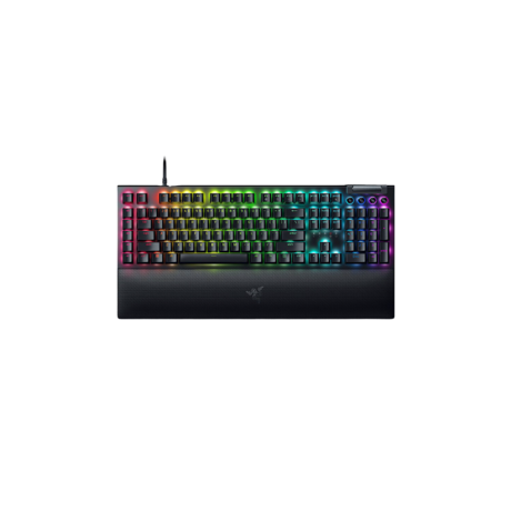 Tastatura mecanica gaming BlackWidow V4 (Yellow Switch), taste ABS, layout US, iluminare RGB, cu 6 butoane customizabile, suport pentru incheietura magnetic, negru