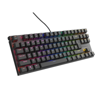 Tastatura gaming mecanica cu fir Genesis Thor 303 TKL, iluminare RGB, switch Linear, switch model Outemu Red, numar taste 87, 11 butoane multimedia, lungime cablu 1.8m, dimensiuni 355 x 136 x 36 mm, negru