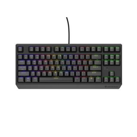 Tastatura gaming mecanica cu fir Genesis Thor 230 TKL, iluminare RGB, switch Linear, switch model Outemu Red, numar taste 87, 11 butoane multimedia, lungime cablu 1.6m, dimensiuni 363 x 155 x 39 mm, negru