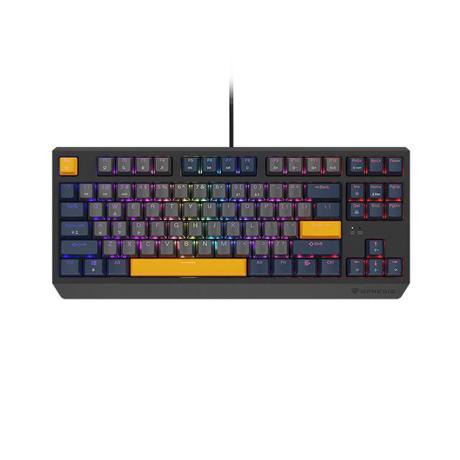 Tastatura gaming mecanica cu fir Genesis Thor 230 TKL, iluminare RGB, switch Linear, switch model Outemu Panda, numar taste 87, 11 butoane multimedia, lungime cablu 1.6m, dimensiuni 363 x 155 x 39 mm, naval blue