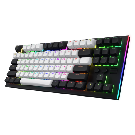 Tastatura mecanica cu fir Hator Gravity TKL conectivitate USB, polling rate 1000Hz, iluminare RGB cu functia de a customiza fiecare tasta individual, tip switch HATOR Aurum Orange Linear rev.2.0, durata de viata switch 70M de clickuri, material taste ABS, profil  OMA, functii aditionale: sistem de