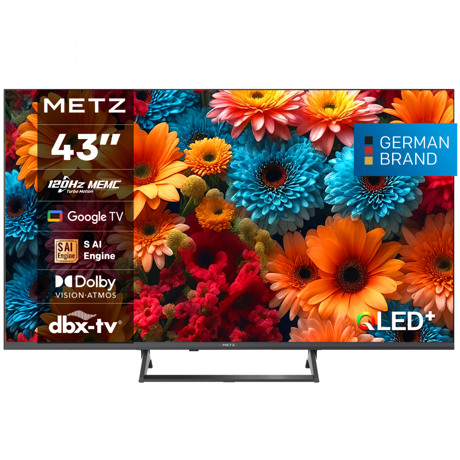 Televizor METZ 43MQF7500Z, 109 cm, Smart Google TV, 4K Ultra HD, 100Hz, Clasa F (Model 2025)