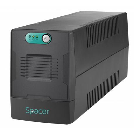 UPS Spacer Line Int.  fara management, 800VA/ 480W, AVR, 2 x socket Schuko, indicatie status cu LED, 1 baterie 12V/9Ah, bateria are 12 luni garantie