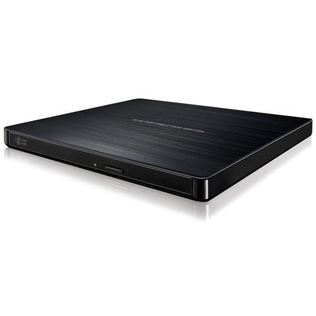 Ultra Slim Portable DVD-R Black Hitachi-LG GP60NB60.AUAE12B, GP60NB60 Series, DVD Write /Read Speed: 8x, CD Write/Read Speed: 24x, USB 2.0, Buffer 0.75MB, 144 mm x 137.5 mm x 14 mm.