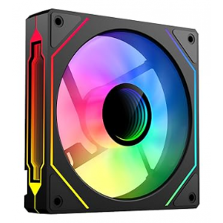 Ventilator Serioux Fan12002I ARGB, dimensiuni: 120X123X25.8MM, viteza 600-1600RPM±10%, greutate 155±20g, curent nominal 0,25 mA, debit de aer 61,5 CFM ± 10%, presiunea aerului 2.0mmH2O±10%, nivel de zgomot 6-30DBA, rulment Hidro, durata de viață a ventilatorului,  25000H (MTBF), conector FAN 4Pin