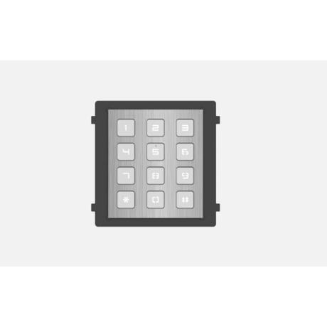 Modul de extensie videointerfon cu tastatura Hikvision DS-KD- KP/S;.permite formarea codului de apartament sau a codului de acces; montaj aplicat sau ingropat (accesoriile de montaj nu sunt incluse); iluminare pe timp de noapte; protectie: IP65, IK7; Dimensiuni: 98.5 mm x 100 mm x34.2 mm