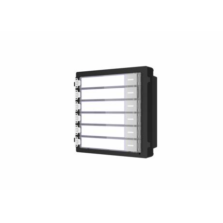 Modul de extensie videinterfon cu sase butoane de apelare Hikvision DS-KD-KK; montaj aplicat sau ingropat (acesoriile de montaj nu s untincluse), customizare afisare nume; iluminare pe timp de noapte;Conectare RS-485, 1 x Input; 1 x Output; Protectie: IP 65; Dimensiuni;Dimensiuni: 98.21 mm × 100.21