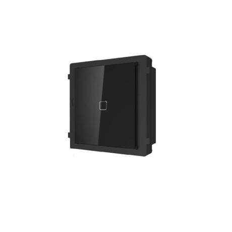 Modul cititor de card EM pentru videointerfon modular Hikvision DS-KD-E;deschidere usi cu card acces EM 125 KHz (cardurile nu sunt i ncluse);iluminare pe timp de noapte; protectie IP 65; Dimensiuni: 98.5 mm × 100mm × 33.7 mm; Temperatura de functionare: -40°C to +60°C;