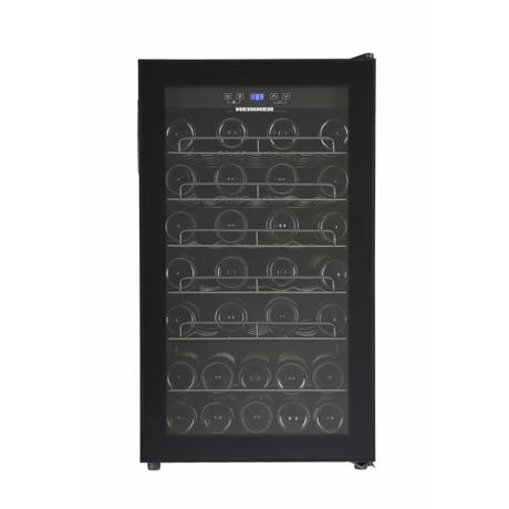 Vitrina de vinuri Heinner HRV-A118DRM40, clasa energetica: G, capacitate totala: 118L, capacitate incarcare: 40 sticle (750ml), isplay LED, control electronic, lumina LED, Negru