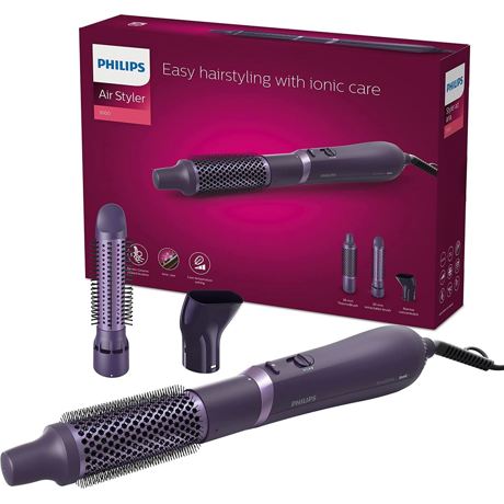 Perie fixa cu aer cald Philips BHA305/00, 800W, Tehnologie cu ioni, 3 accesorii, diametru perie 38mm, Setare temperatura de ingrijire si aer rece,, Înveliş ceramic cu cheratină