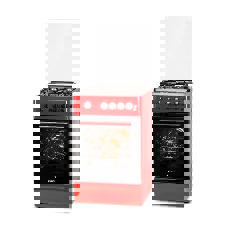 Aragaz LDK 5060 GRAI RED RMV LPG, Gaz, 4 arzatoare, Aprindere electrica, Grill, Rotisor, Siguranta plita/cuptor, 46 L, Capac metalic, 50x60 cm, Gri/Negru/Rosu, ART6082