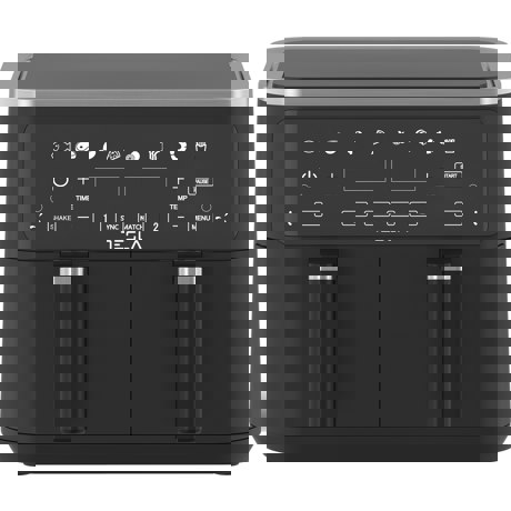 Friteuza aer cald Tesla AF900BSD, 9 L, 2400W, Panou digital, cos dublu, 8 programe, Negru