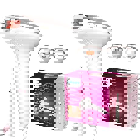 Epilator PHILIPS Lumea Advanced IPL BRI921/00, Filtru UV integrat, 5 setări de energie luminoasă, Sistem de siguranţă, Senzor de nuanţă a pielii, Trimmer facial Satin Compact, 2 capete interschimbabile, Alb