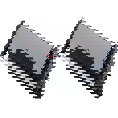 Sandwich maker, grill electric Tesla GR100BX, 700 W, placi neaderente tip grill 23x14.5 cm, maner termorezistent cromat, negru/inox