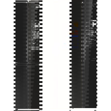 Frigider side by side Haier HCW9919FSGB, Total No Frost, Big Touch Display, Web browser, Switch zone, My Smart Home, Super Cooling, Super Freezing, My food Locator, My Inventory system, Clasa F, H 190 cm, Negru