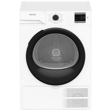 Uscator de rufe Arctic cu pompa de caldura A2T18239W, 8kg, D, AquaSurf, Auto Antisifonare, Dispaly, Alb
