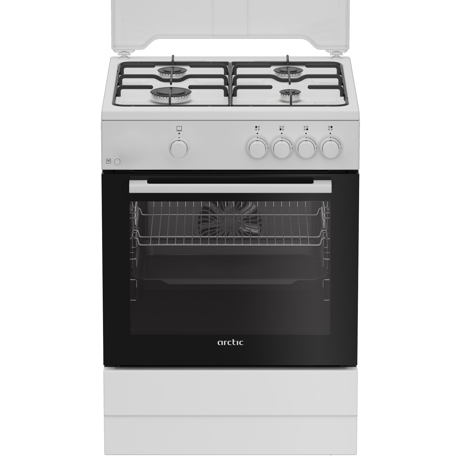 Aragaz Arctic ABGM6600L, 4 arzatoare cu eficienta ridicata, cuptor gaz, 60x60, alb