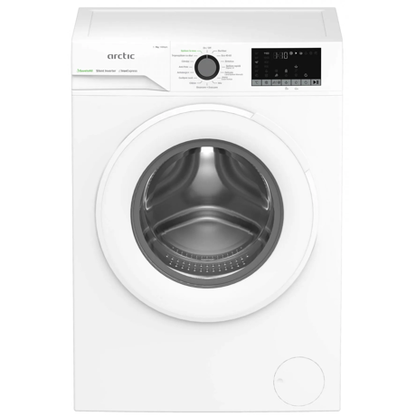 Masina de spalat rufe Arctic APLM2WFSU29412W, 9kg, Clasa A, 1400 rpm, Motor Silent Inverter, Saveinall, Recycled Tub, IronExpress, ExtraSteam, Display, Alb