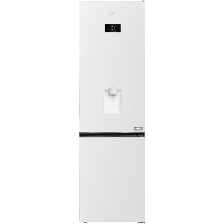 Combina frigorifica Beko B3RCNA404HDW, Beyond, No Frost, tehnologie AeroFlow, HarvestFresh, Dairy, Water dispenser, control electronic-tact display, vol. net 355 l (util 249 + 106), clasa energetica E, MaxStore, fast freeze, usi reversibile, 203.5x59.5x66.3 (lxLxA, cm), culoare Alb, maner integrat.