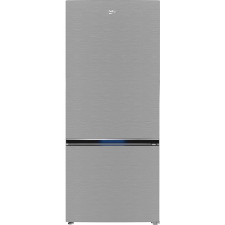 Combina frigorifica Beko B3RCNE594HXB, Beyond, No Frost, tehnologie AeroFlow, HarvestFresh, ProSmart Inverter Compressor, Dairy, control electronic-tact display, vol. net 551 l (util 401 + 150), clasa energetica E, fast freeze, usi reversibile, 187x78x76 (lxLxA, cm), culoare Metal Look, maner integrat.