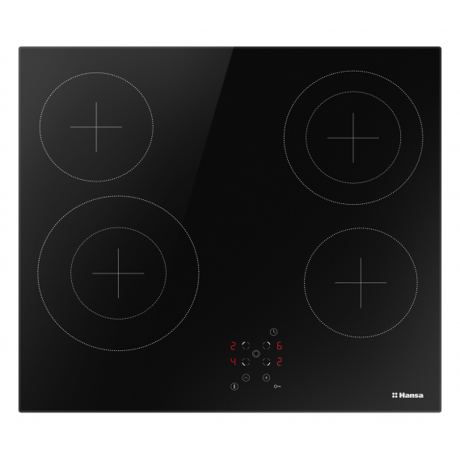 Plita incorporabila Hansa BHC96508, Vitroceramica, 4 zone de gatit, Touch Control, Timer, 60 cm, Negru