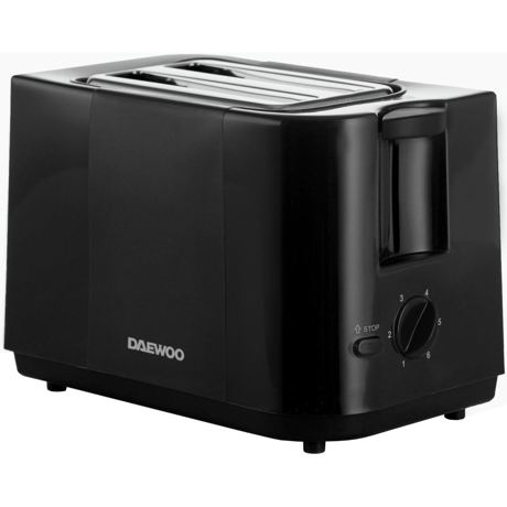Prajitor de paine Daewoo DBT40B, putere 750 W, 6 niveluri de rumenire, tavita de firimituri, spatiu depozitare cablu, control electronic rumenire, Negru