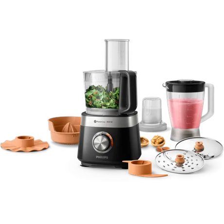 Robot de bucatarie PHILIPS Viva Collection HR7530/10, vas 2.1l, blender 1.5l, 850W, 2 trepte viteza, Negru