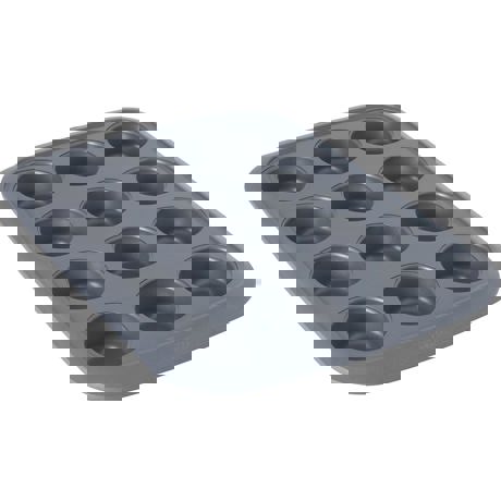 Tava briose, 12 forme, 38 x 28.50 x 3 cm, Otel carbon, Gri