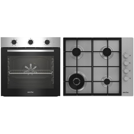 Pachet Incorporabile Arctic ARSE11130XD, Cuptor electric si plita pe gaz, 6 functii de gatit, 71 l, 4 arzatoare, Inox
